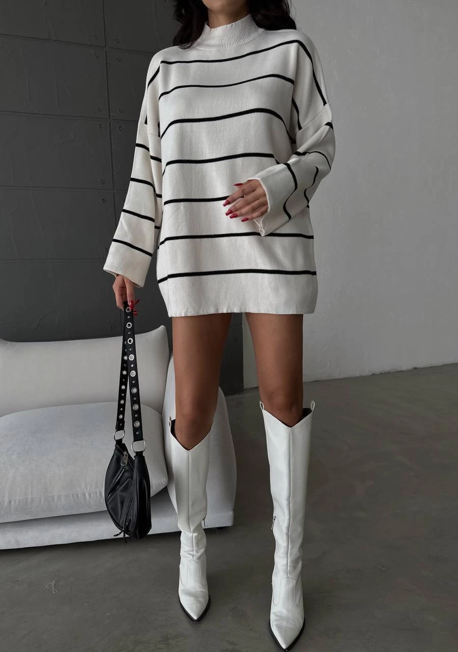 Rahat Kalıp Çizgili Triko&Tunik