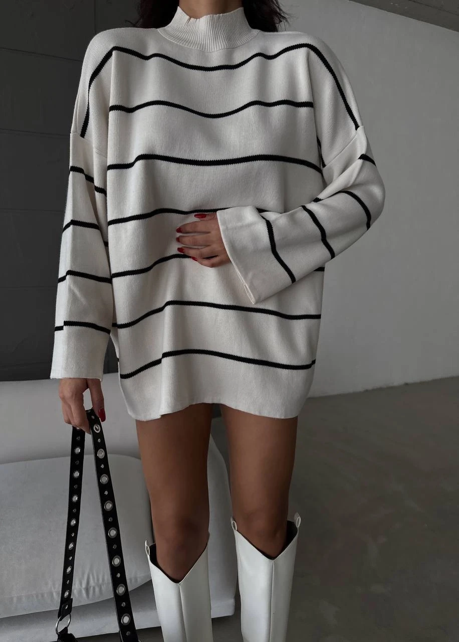 Rahat Kalıp Çizgili Triko&Tunik