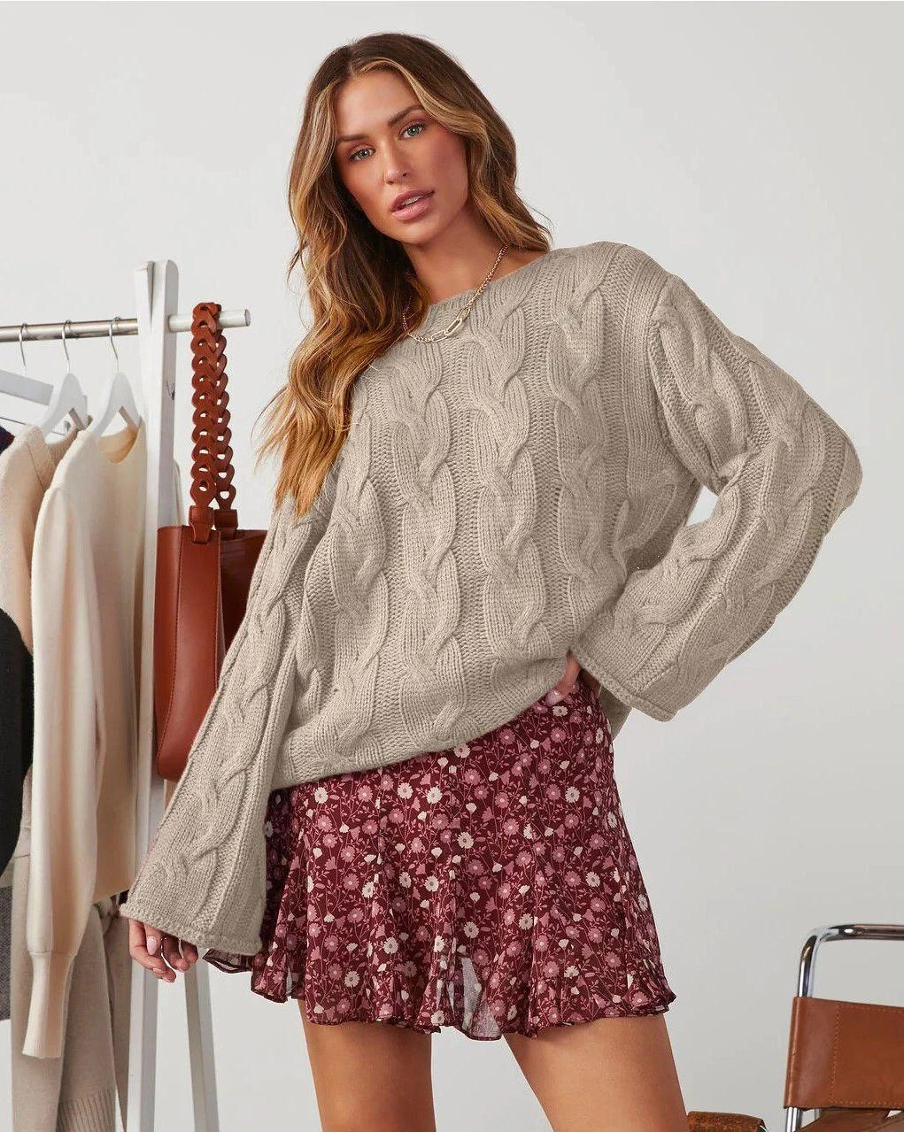 Saç Örgülü Triko Kazak