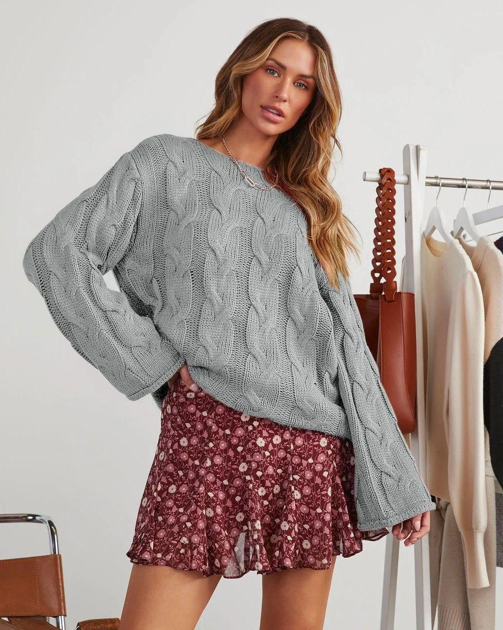 Saç Örgülü Triko Kazak