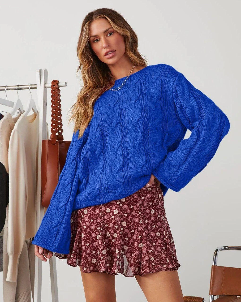 Saç Örgülü Triko Kazak