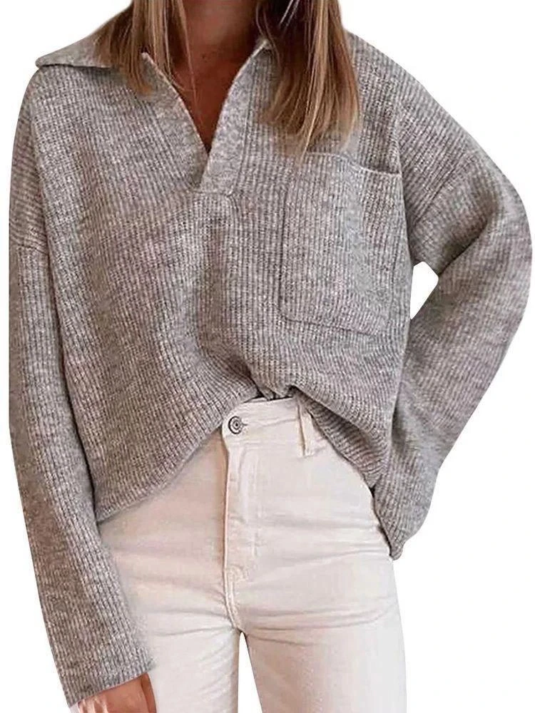 Salaş Model Cepli Yakalı Triko Kazak