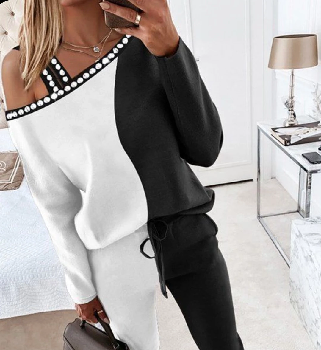 Scuba Dalgıç Kumaş Çift Renk Taş Detaylı Takım