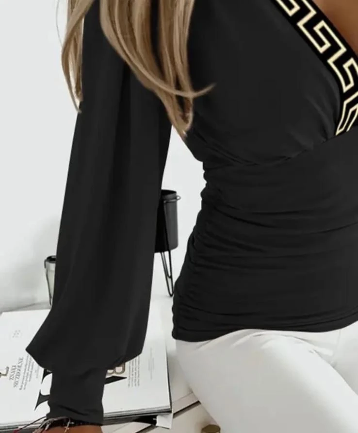 Scuba Dalgıç  Kumaş Dijital Baskı Detaylı Bluz