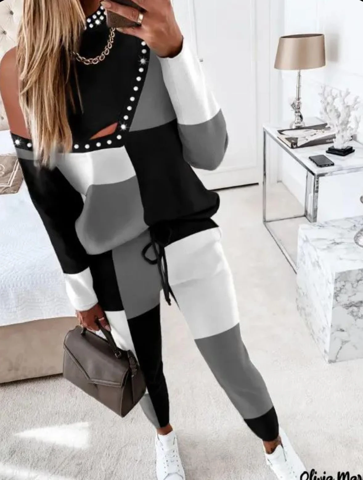 Scuba Dalgıç Kumaş Dijital Baskı Taş Detaylı 3lü Takım