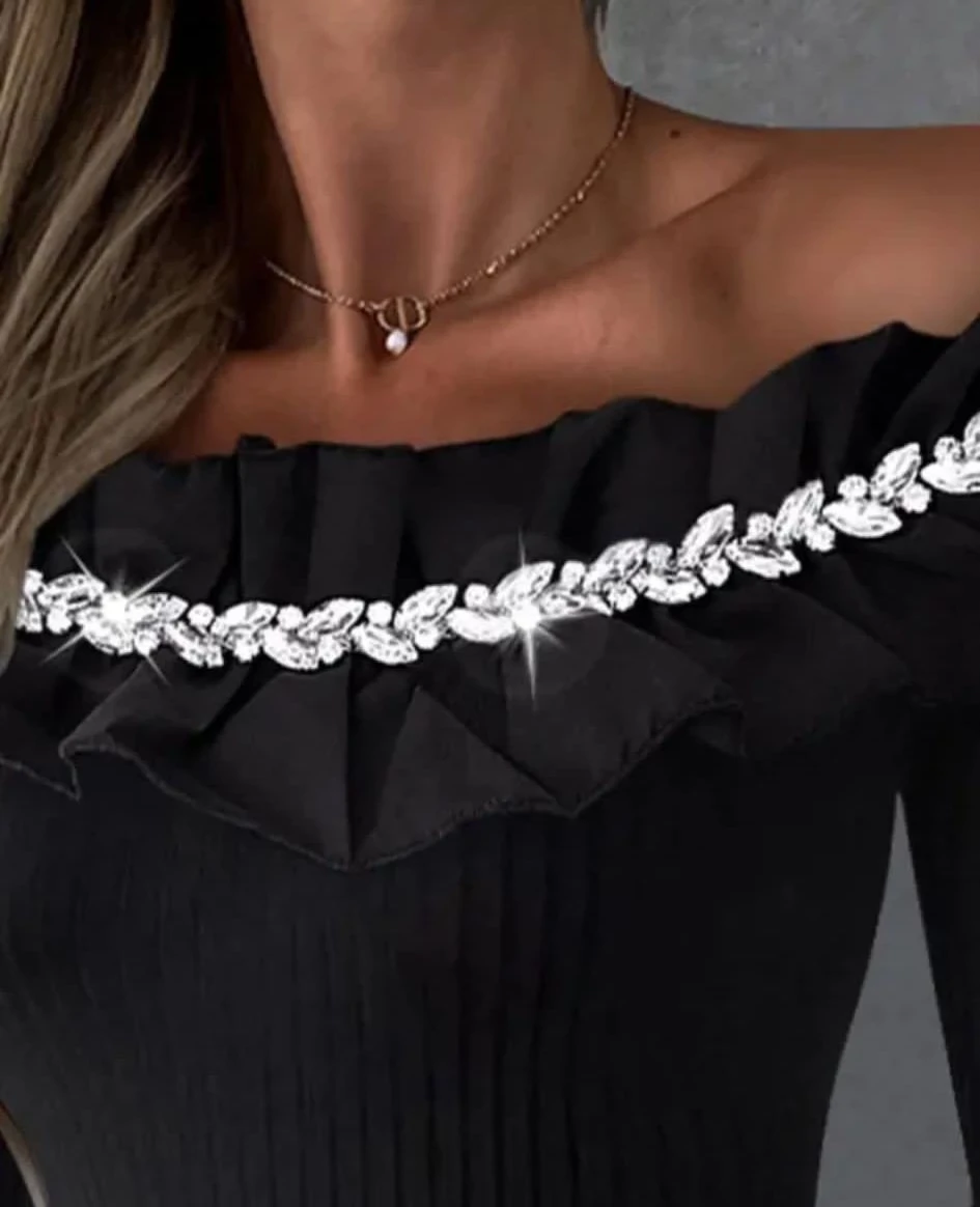 Scuba Dalgıç Kumaş İthal Taş ve Dakron Kumaş Detaylı Bluz