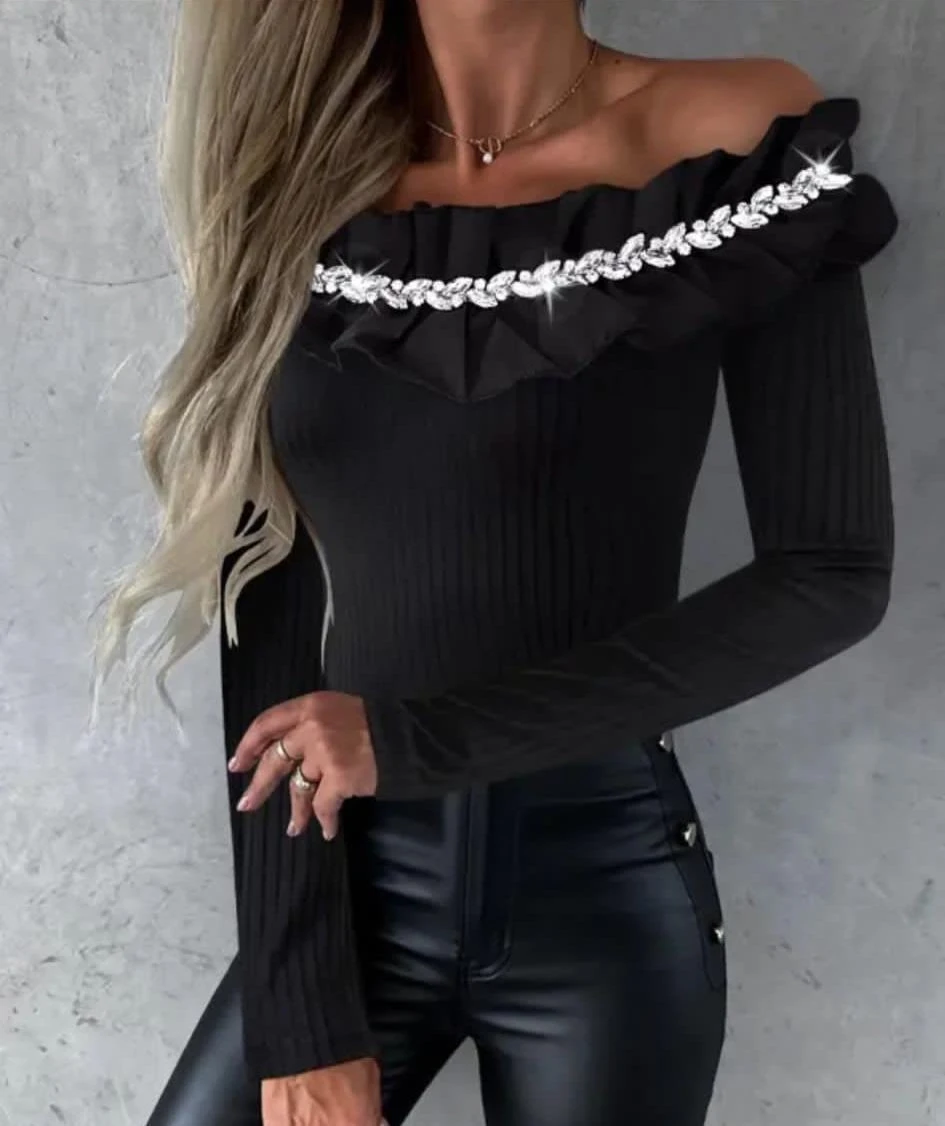 Scuba Dalgıç Kumaş İthal Taş ve Dakron Kumaş Detaylı Bluz