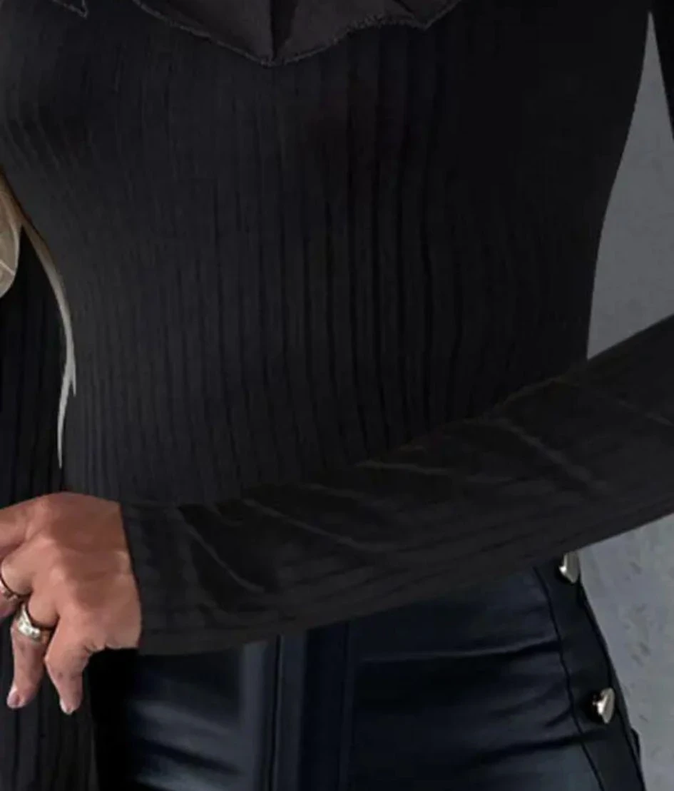 Scuba Dalgıç Kumaş İthal Taş ve Dakron Kumaş Detaylı Bluz