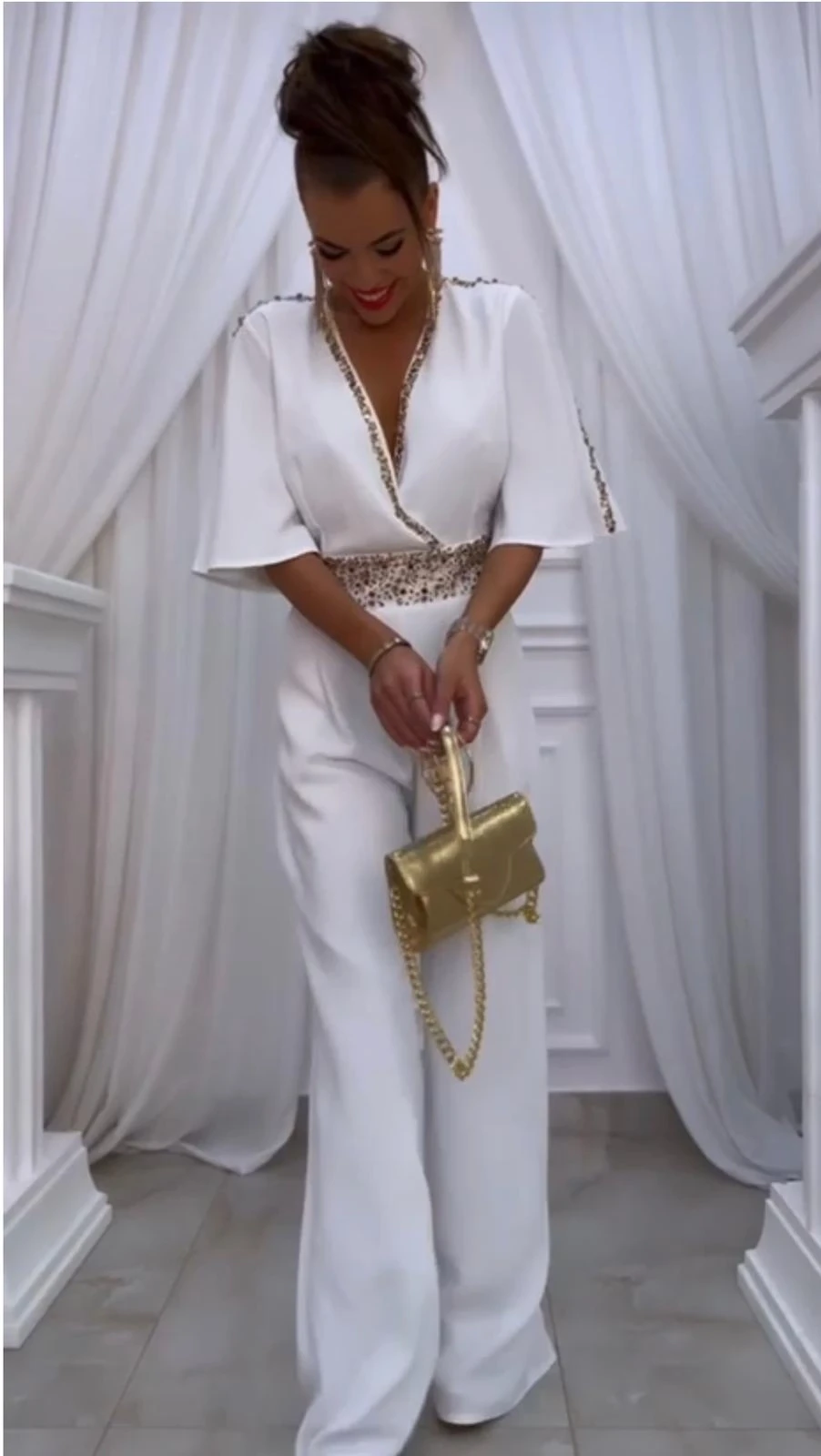 Scuba Dalgıc Kumaş Likralı Taş Detaylı Tulum