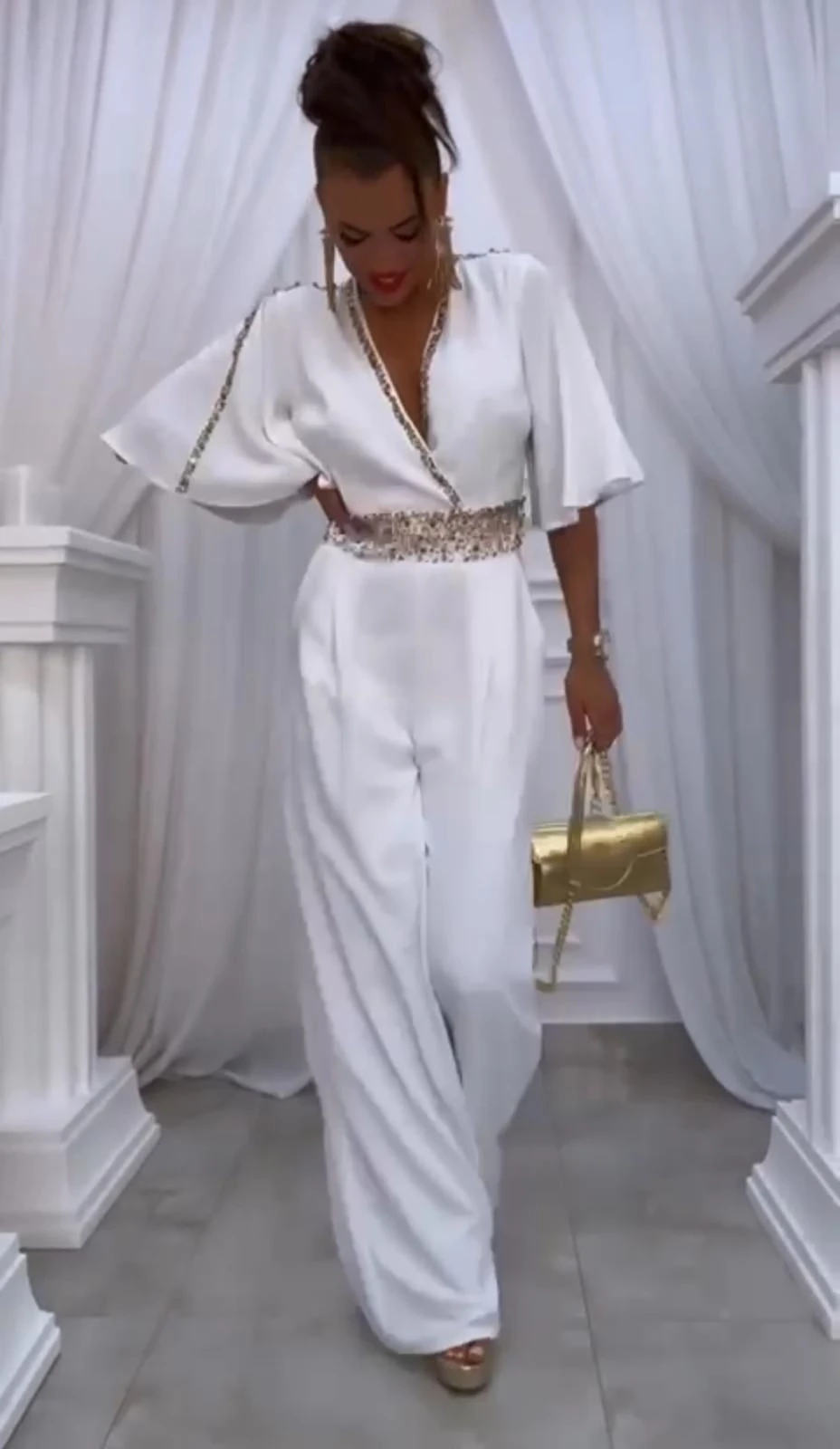 Scuba Dalgıc Kumaş Likralı Taş Detaylı Tulum