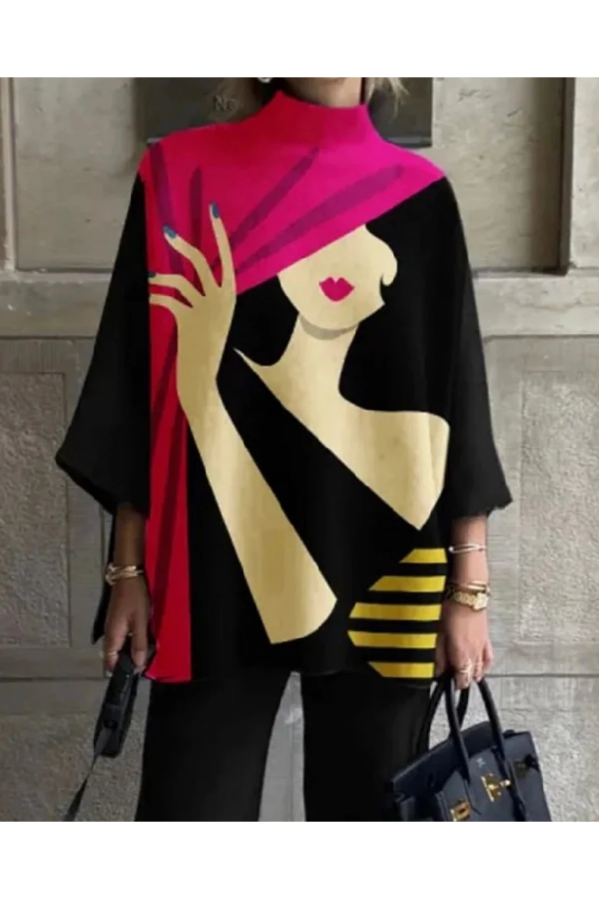 Scuba Dalgıç Kumaş Salash Desenlı Bluz