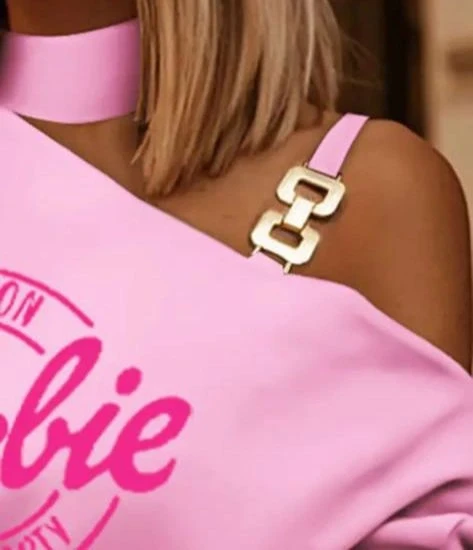 Scuba Dalgıç Kumaş Toka Detaylı Darbıe Baskılı Bluz