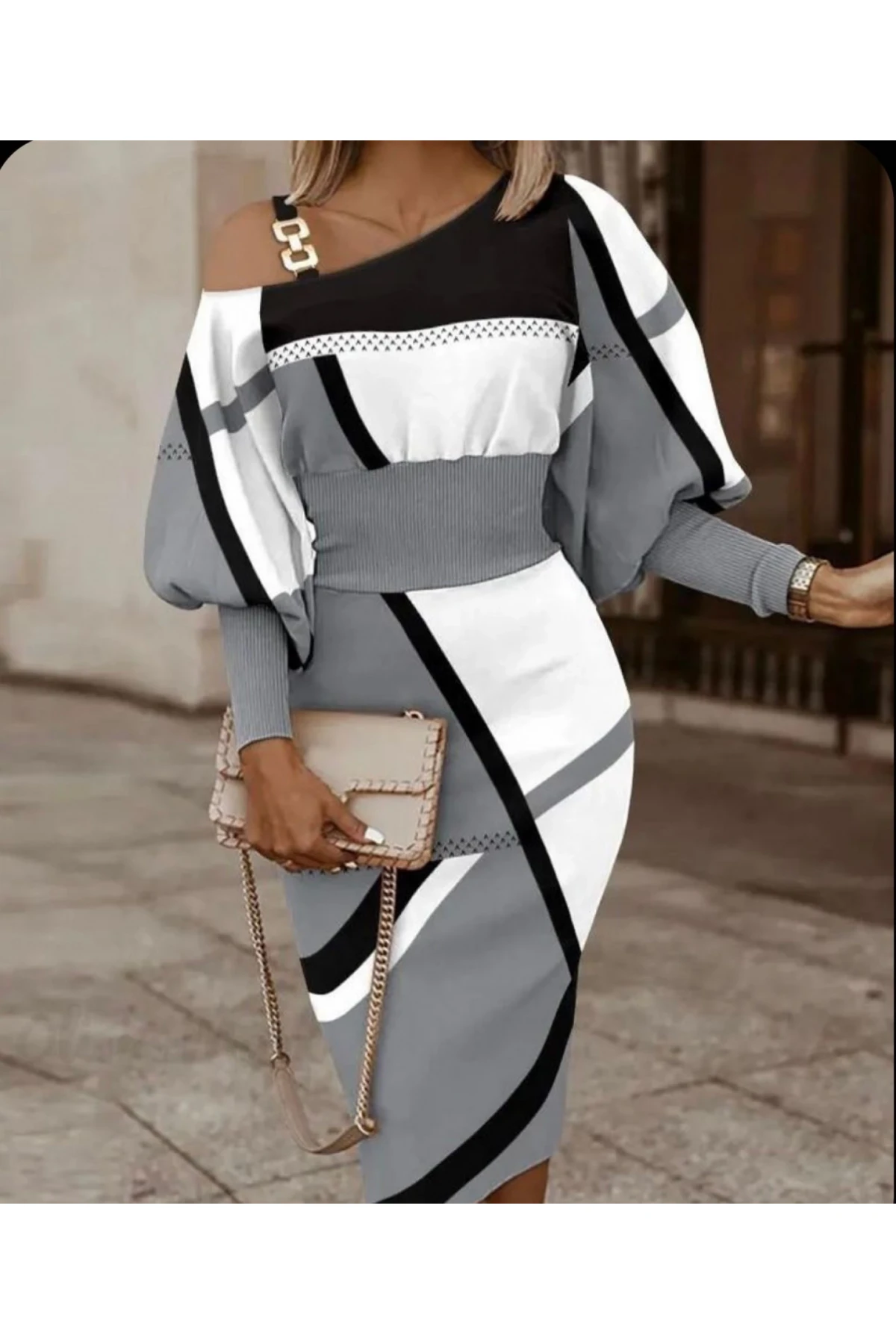 Scuba Dalgıc Kumas Tokalı Elbise