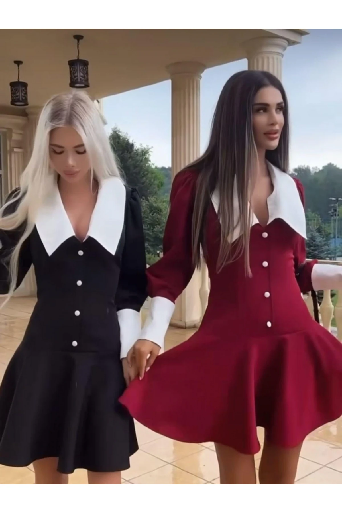 Scuba Dalgıc Kumaş Yaka ve Manşet Poplin Kumaş Elbise