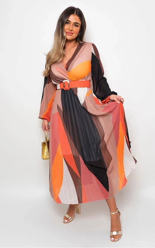 Şifon Plise Detaylı Elbise