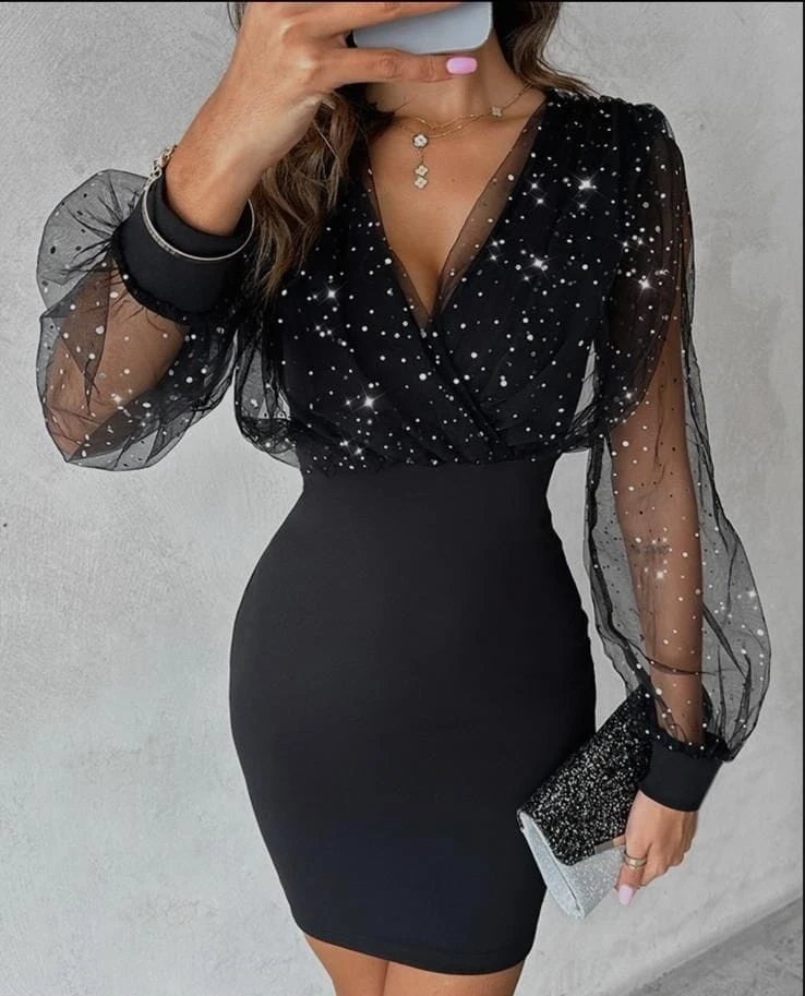 Simli Buzy Kumaş Elbise