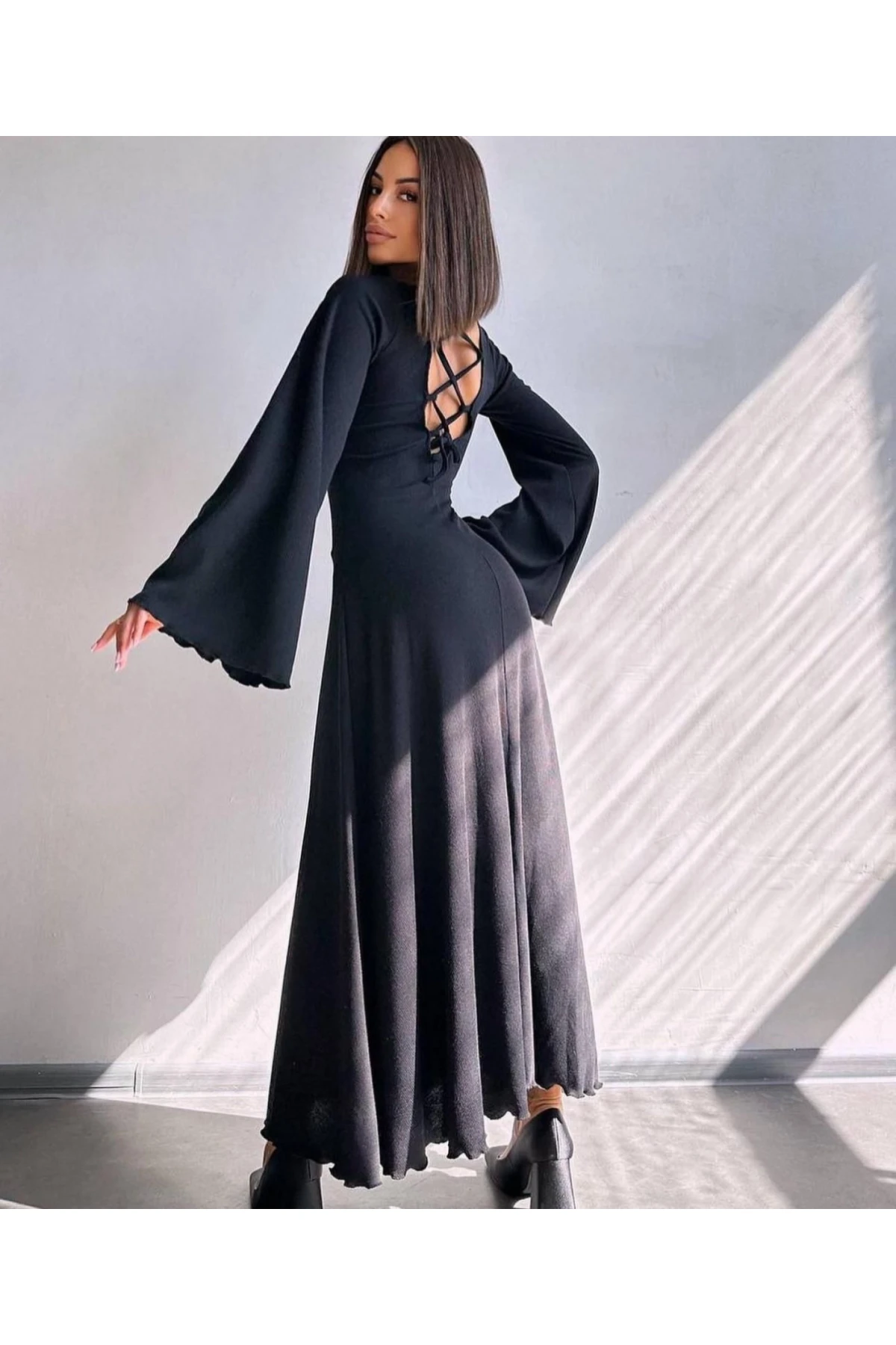 Sirti Baglamali Triko Elbise