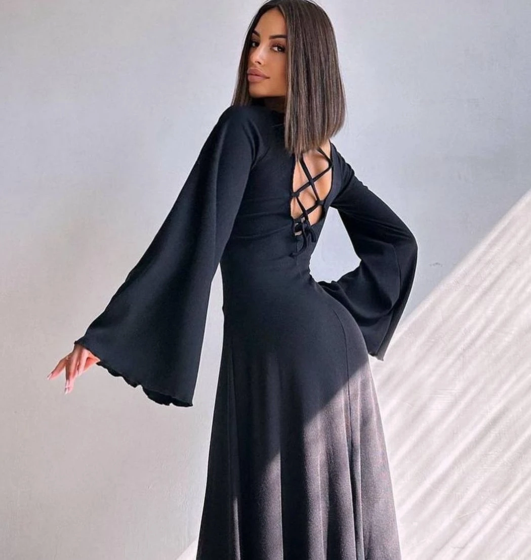 Sirti Baglamali Triko Elbise