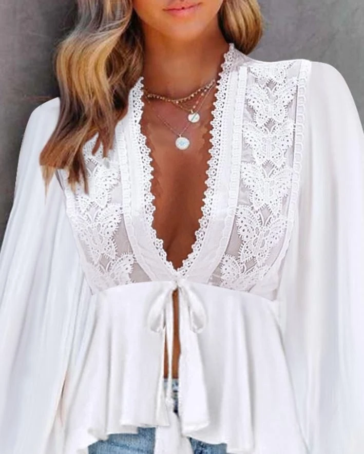 Sundy Kumaş Kelebek Güpür Detaylı Bluz