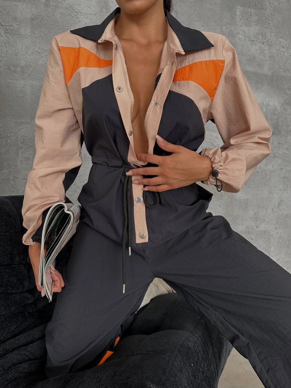 Tasarım Lemina Paraşüt Kumaş Tulum