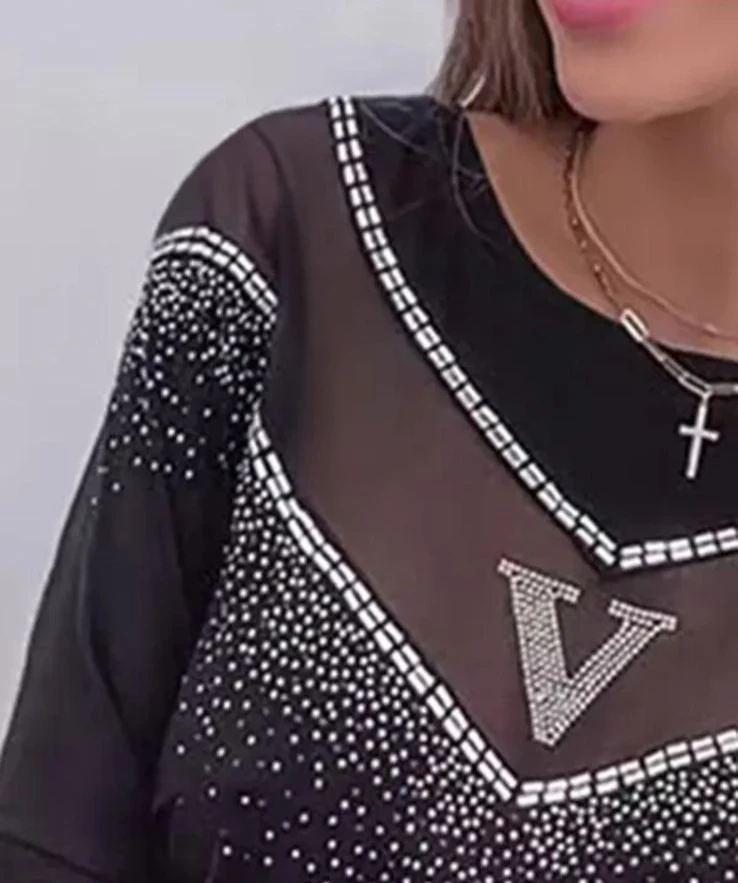 Taşlı Scuba Bluz