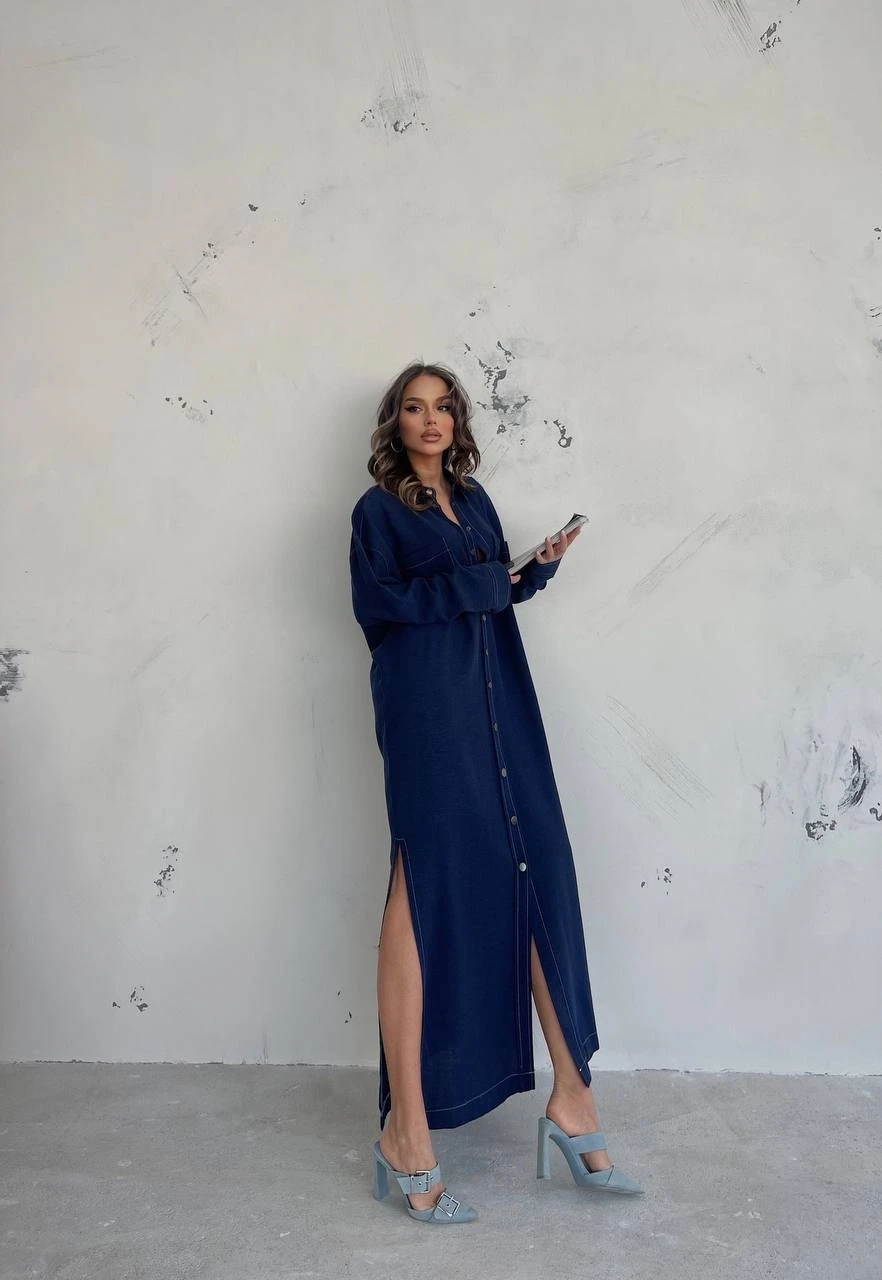 Tensel Süprem  Tok  Kumaş Rahat Kalıp Maxi Elbise