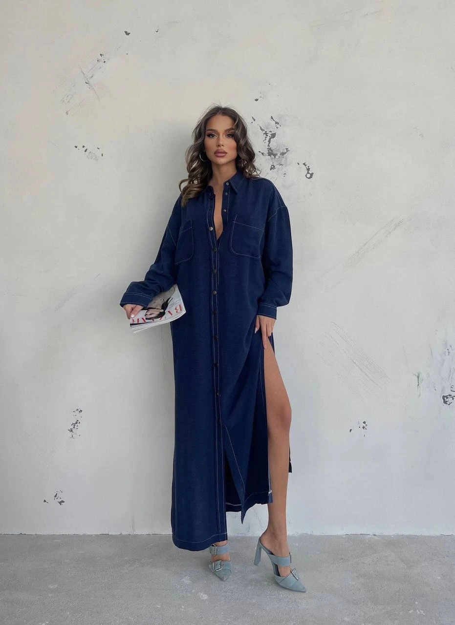 Tensel Süprem  Tok  Kumaş Rahat Kalıp Maxi Elbise