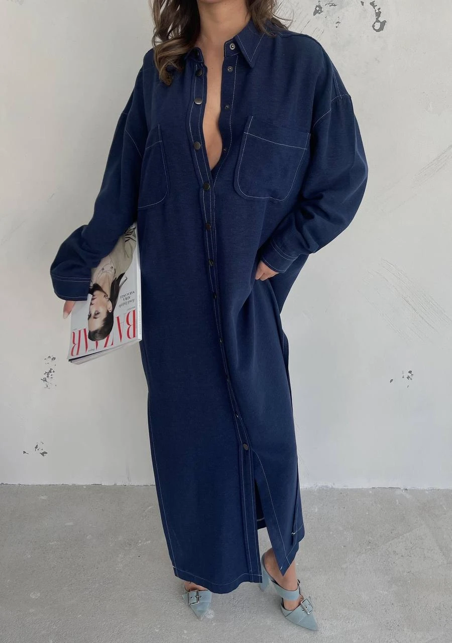 Tensel Süprem  Tok  Kumaş Rahat Kalıp Maxi Elbise