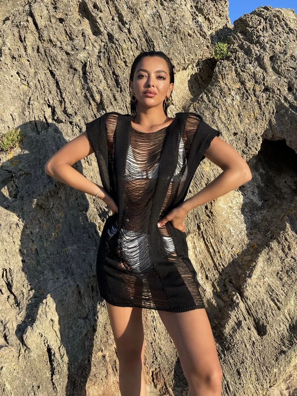 Tığ İşi Detaylı Pareo Elbise