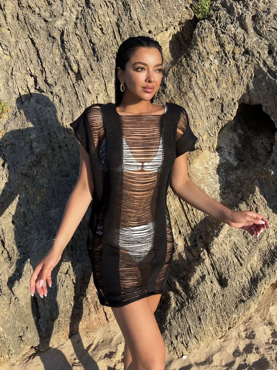 Tığ İşi Detaylı Pareo Elbise