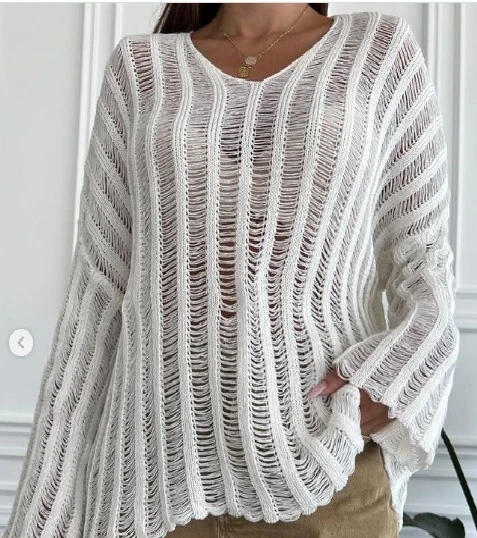 Tığ işi İspanyol Kol Triko Bluz