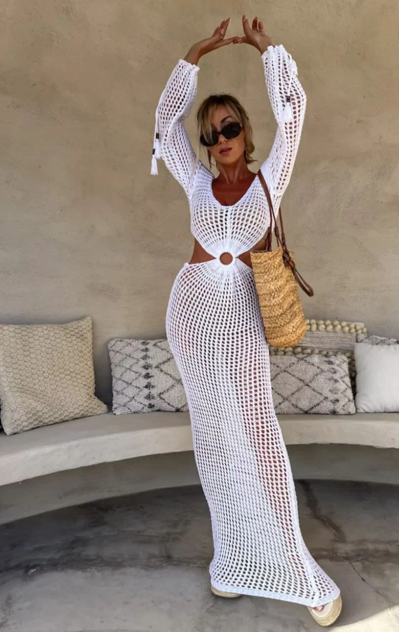 Beli Aksesuarlı File Pareo Elbise