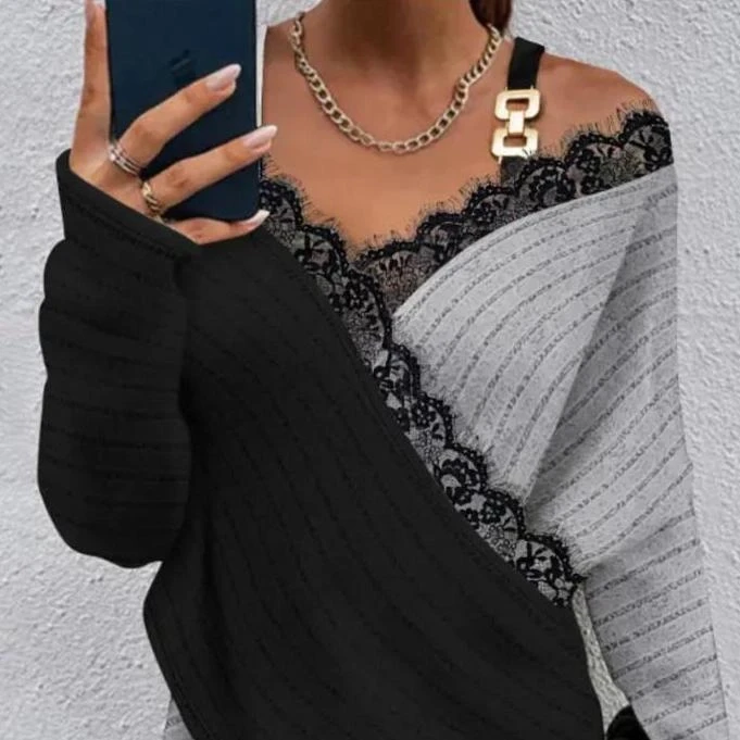 Toka Ve Dantel Detay Kaşkorse Bluz