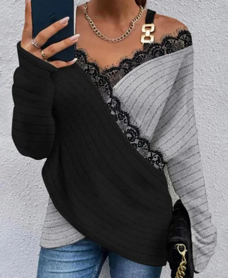 Toka Ve Dantel Detay Kaşkorse Bluz