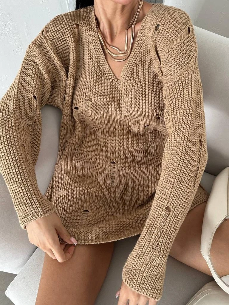 V-Yaka Rahat Kalıp Triko Kazak