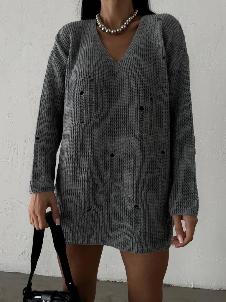 V-Yaka Rahat Kalıp Triko Kazak