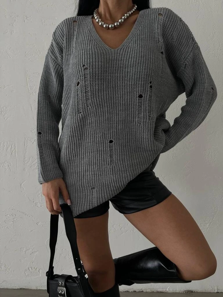 V-Yaka Rahat Kalıp Triko Kazak