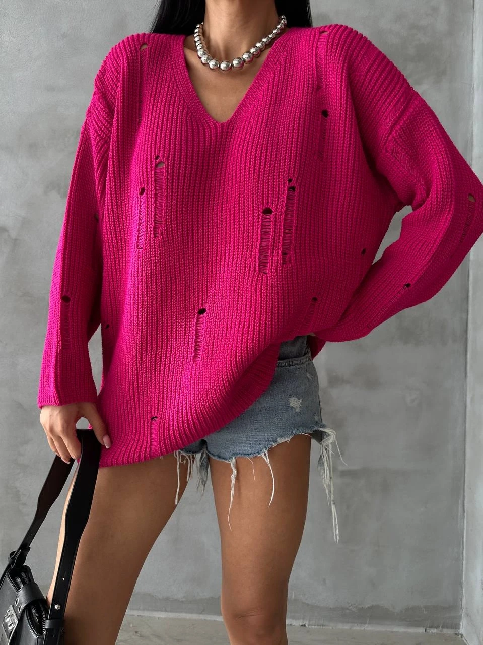 V-Yaka Rahat Kalıp Triko Kazak