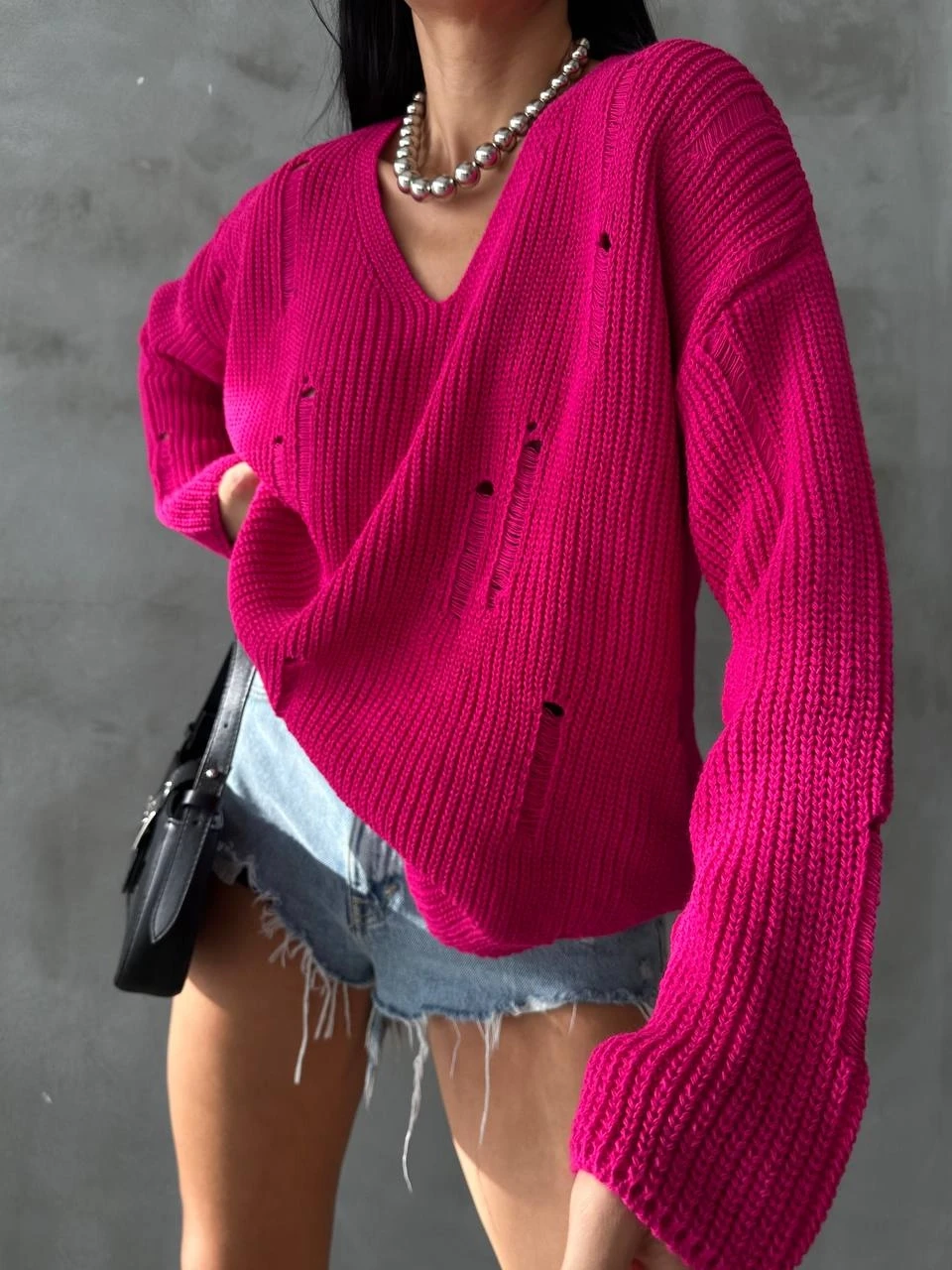 V-Yaka Rahat Kalıp Triko Kazak