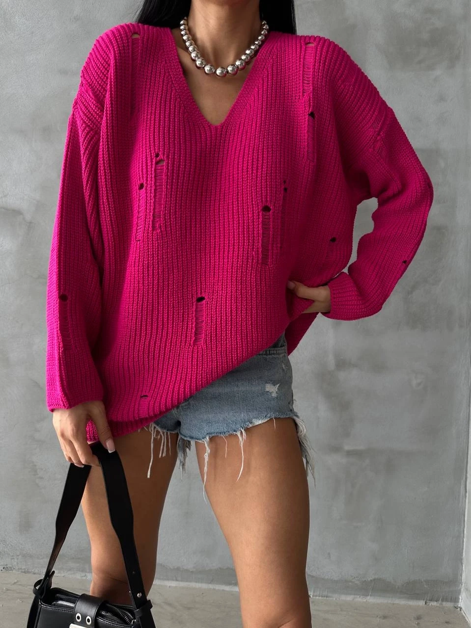 V-Yaka Rahat Kalıp Triko Kazak