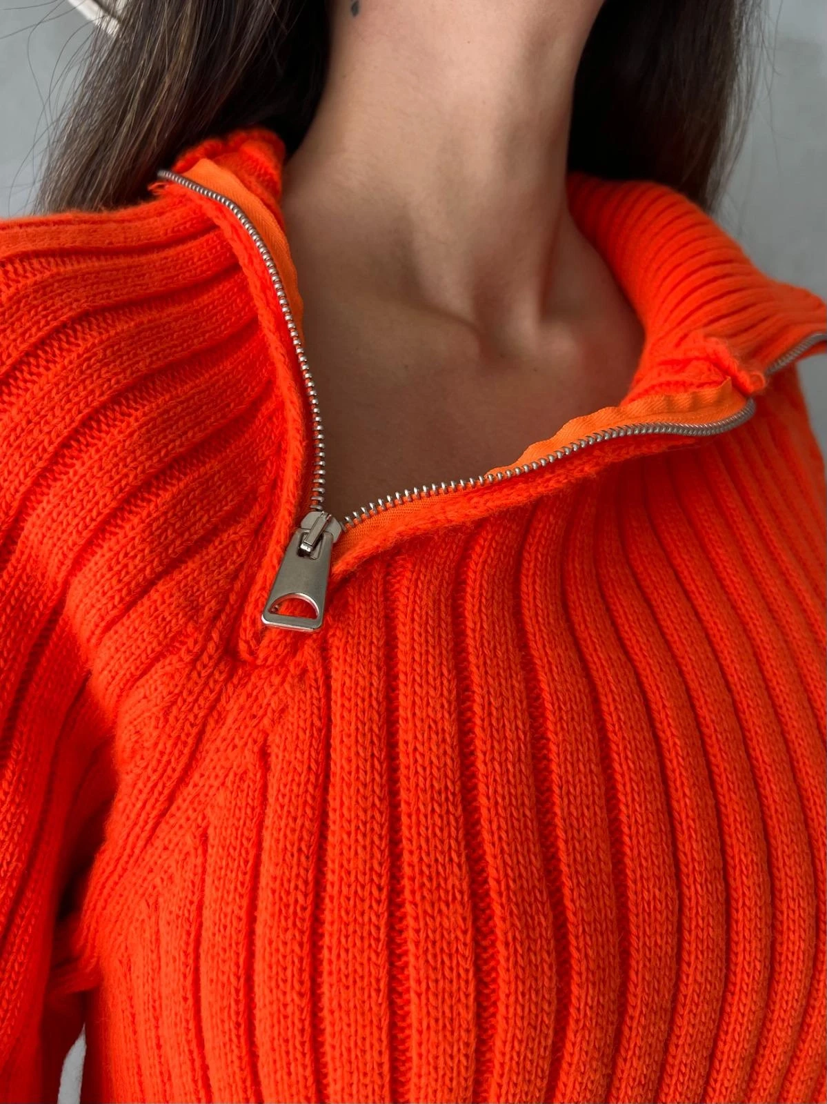 Yakasi Fermuarli Triko Kazak