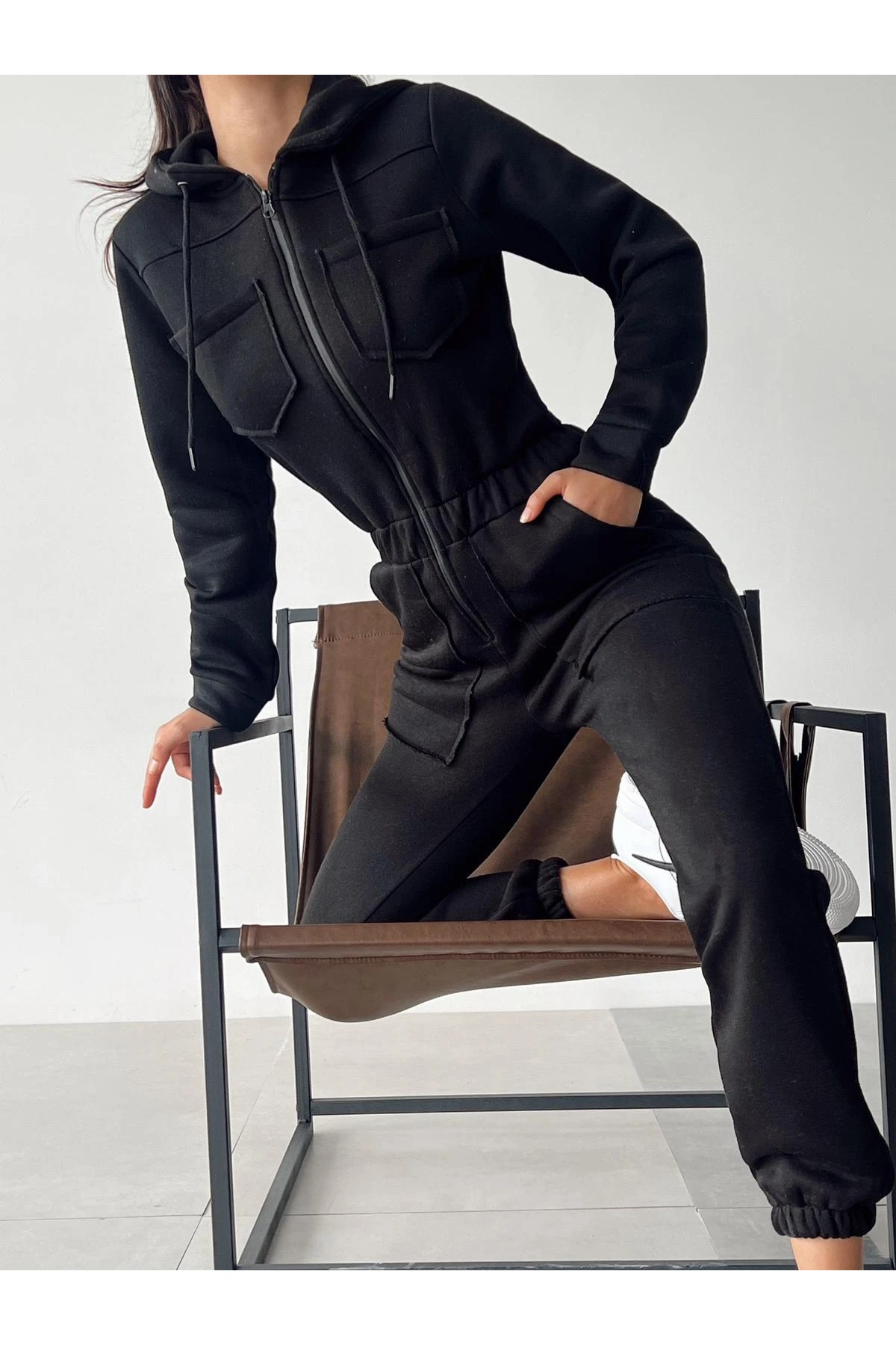 Yeni Sezon Önü Fermuarlı 3 İplik Tulum