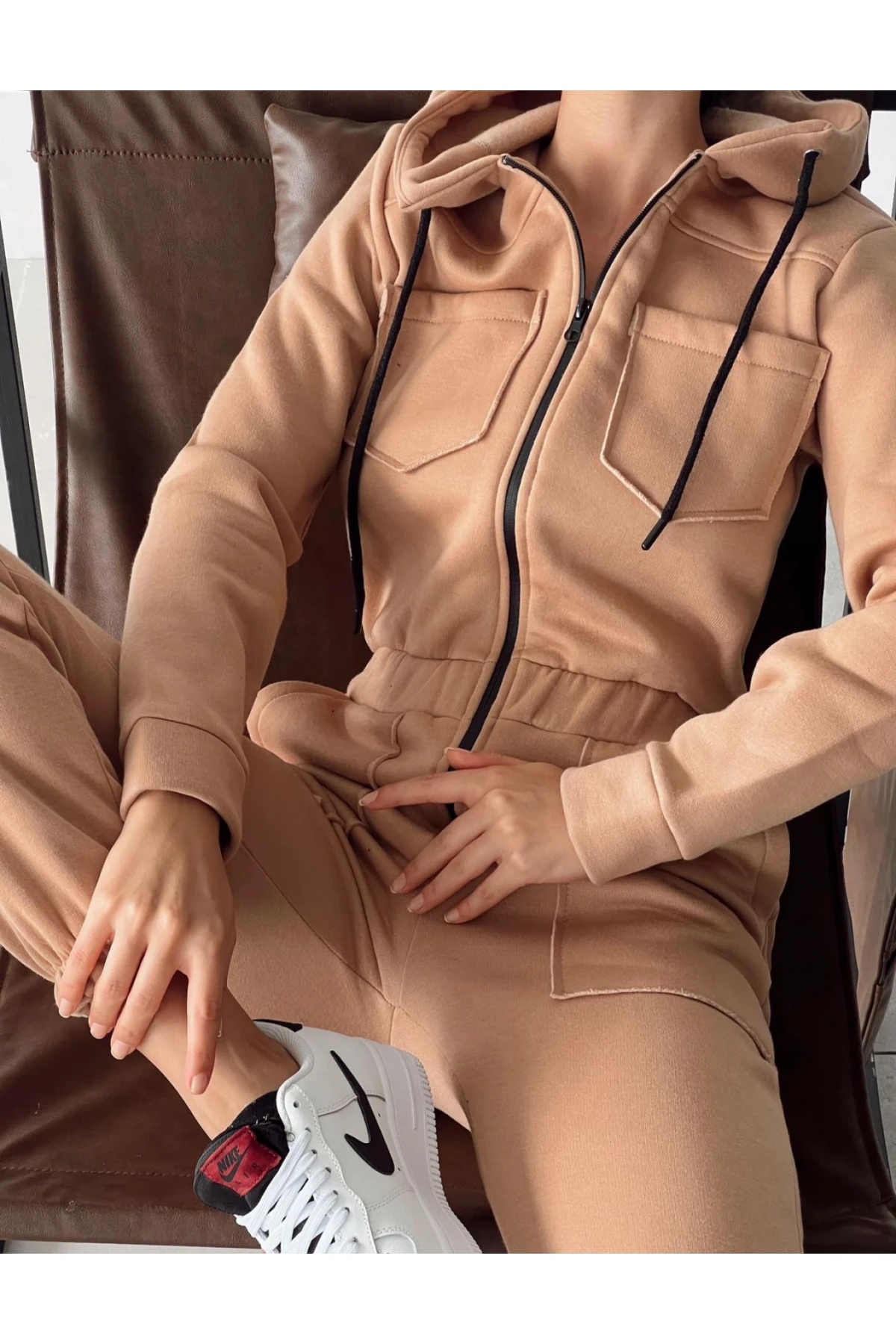 Yeni Sezon Önü Fermuarlı 3 İplik Tulum