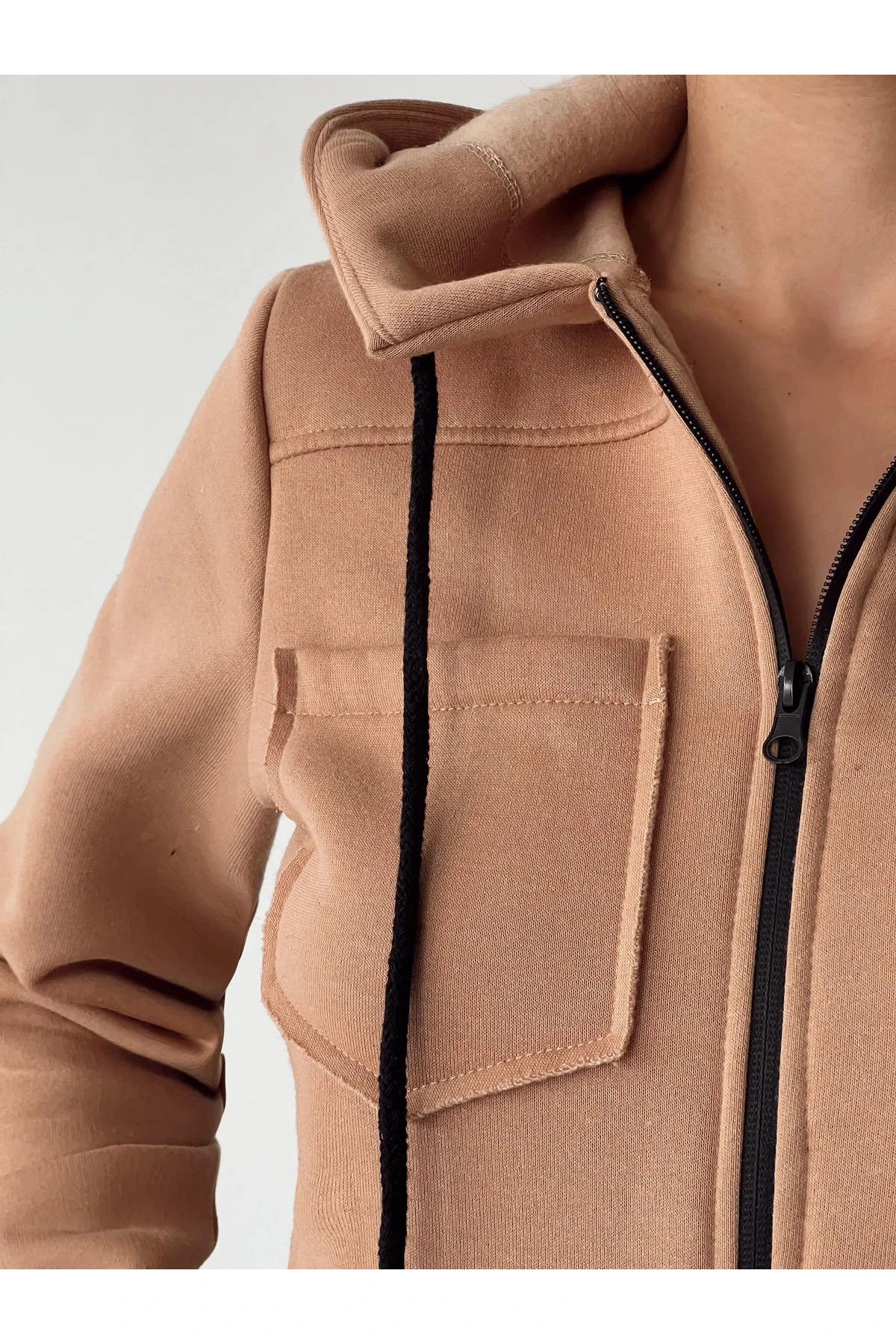 Yeni Sezon Önü Fermuarlı 3 İplik Tulum