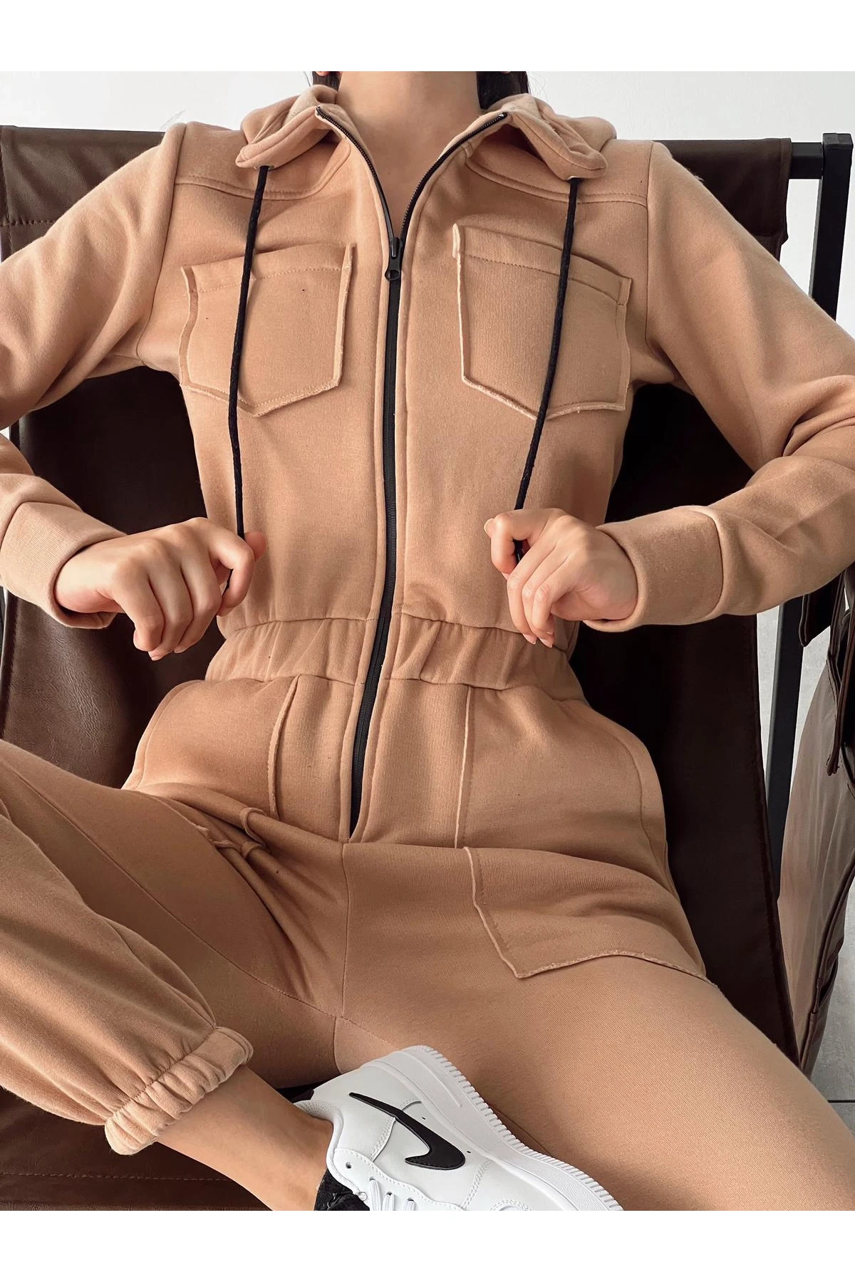 Yeni Sezon Önü Fermuarlı 3 İplik Tulum