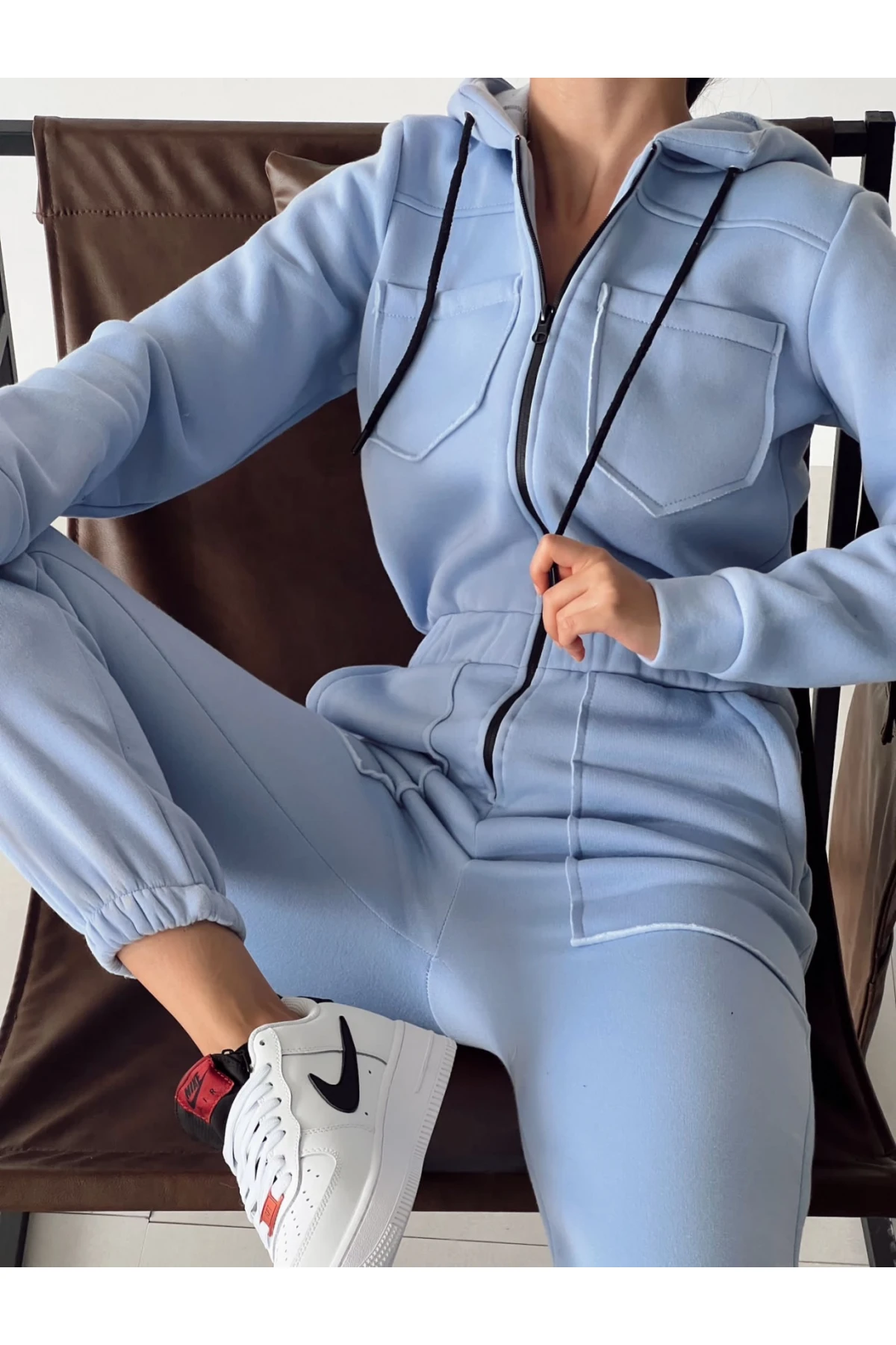 Yeni Sezon Önü Fermuarlı 3 İplik Tulum