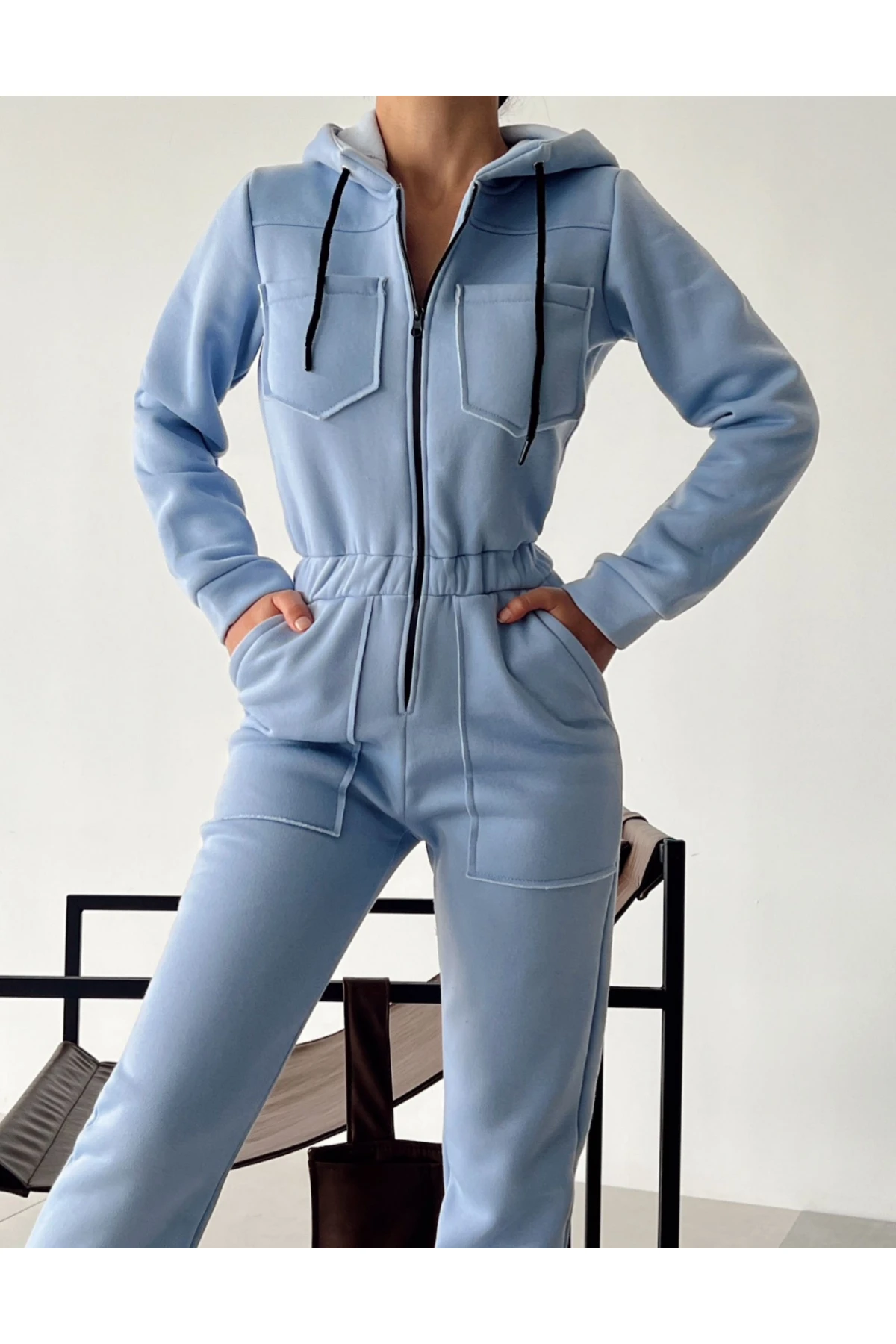 Yeni Sezon Önü Fermuarlı 3 İplik Tulum