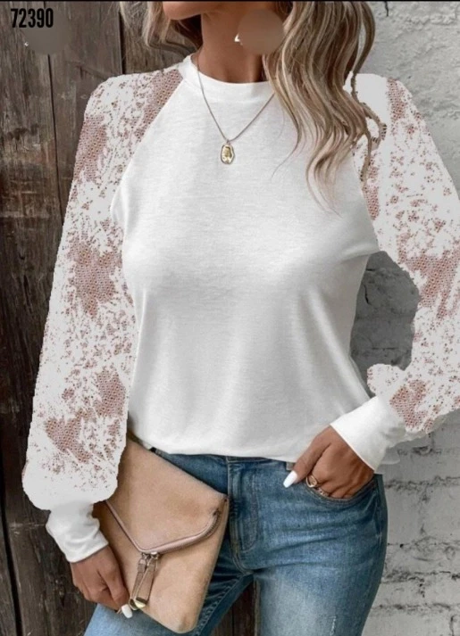 Yumoş Kumaş Beyaz Güpürlü Dantel Aksesuarlı Bluz