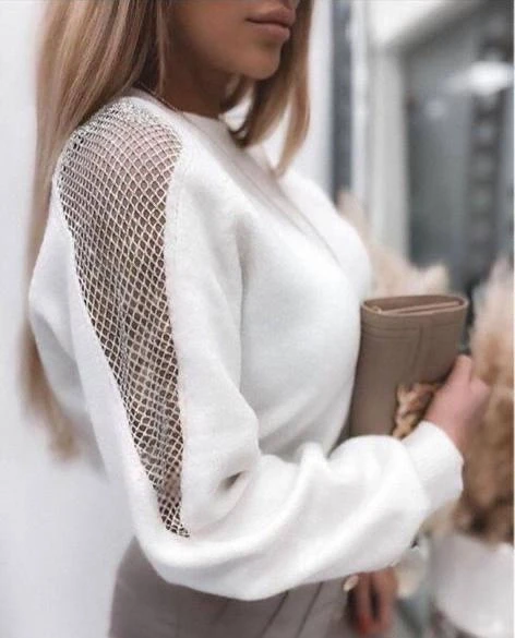 Yumoş  Kumaş File Detaylı Bluz