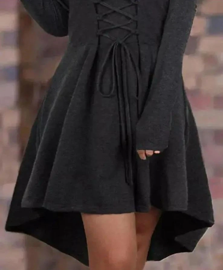 Yumoş Kumaş Kapşonlu Elbise